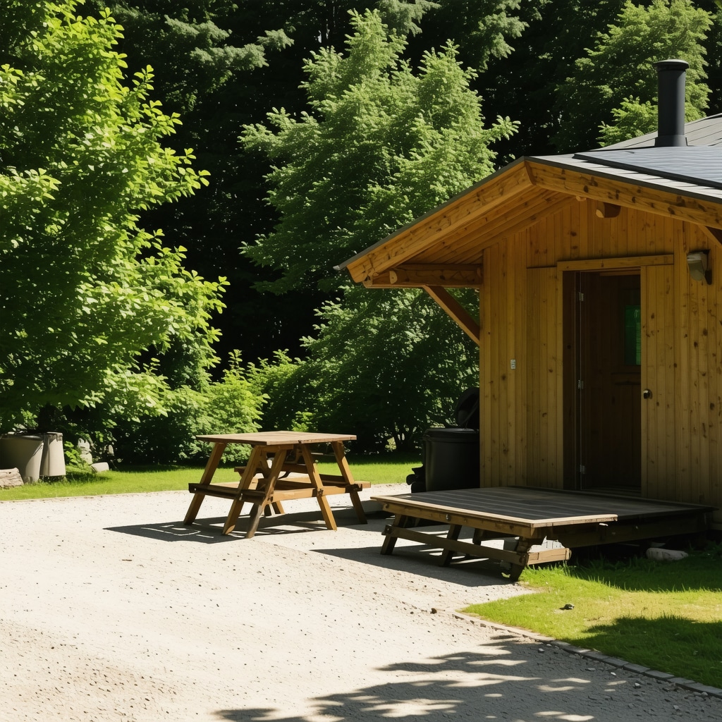 Eco-friendly campsite with solar panels and natural surroundings in Bohinj, Slovenia