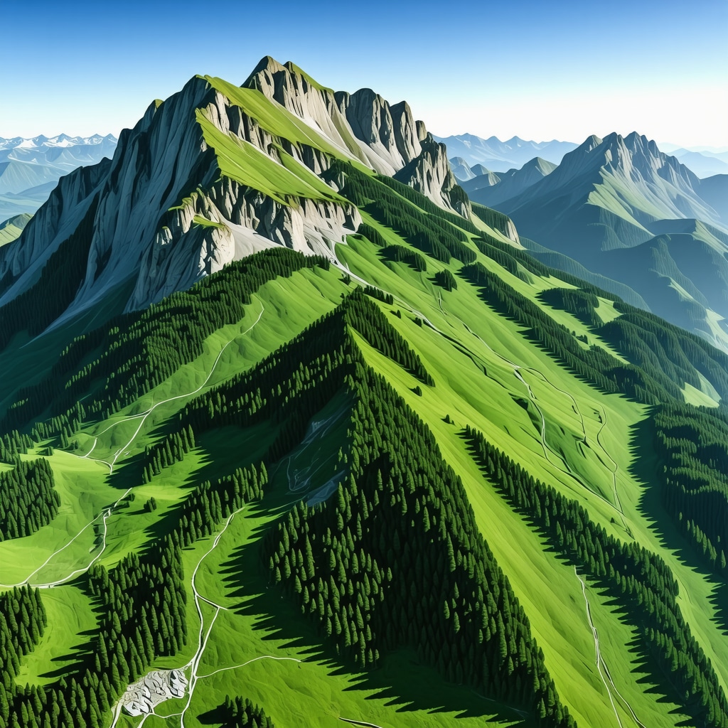 Satellite image of Transfagarasan showing mountains and forests.
