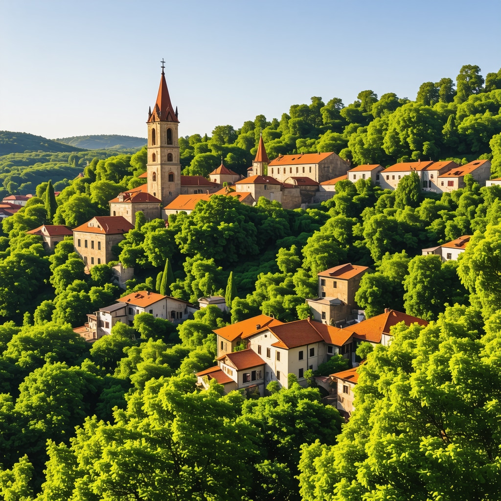 Beautiful landscape of Veliko Tarnovo with historic buildings and natural scenery