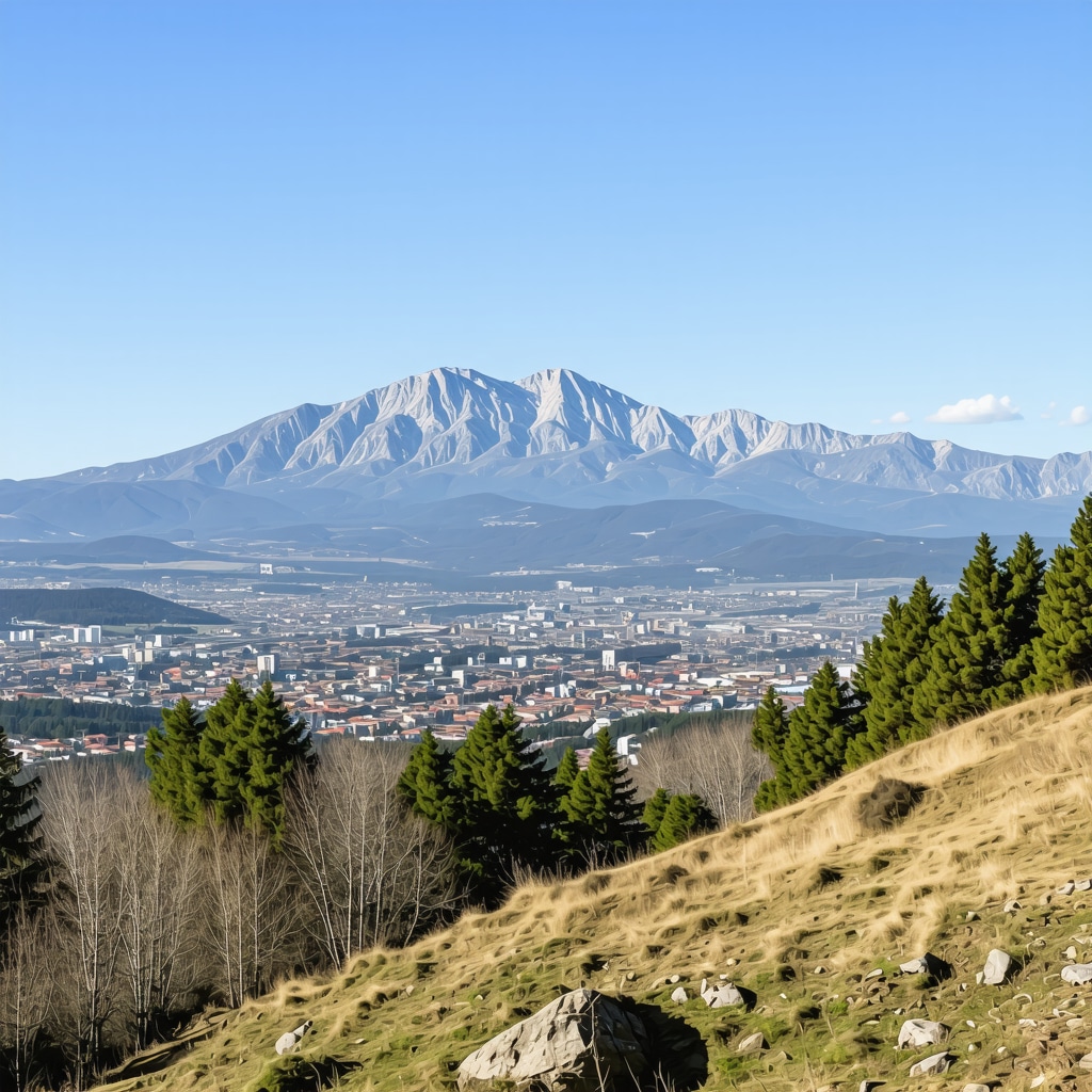 Vitosha Dağı ve Sofya şehir manzarası