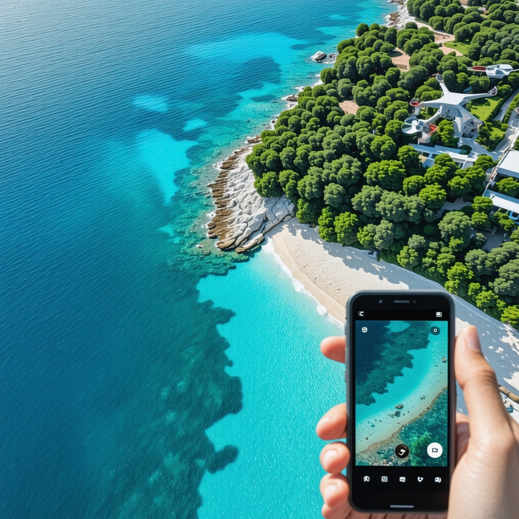 Vlorë Limanı kıyısının drone ile izlenmesi ve artırılmış gerçeklik uygulaması ekran görüntüsü