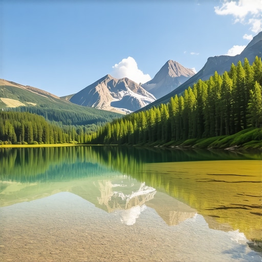 Karadağ Durmitor Milli Parkı'nda yeşil ormanlar ve berrak göl