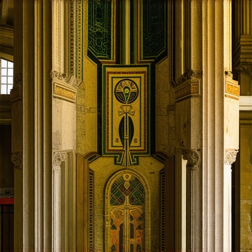 Interior view of Graçanica church showcasing intricate mosaics and architecture.
