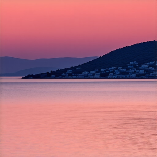 Sunset over Lastovo with colorful sky and tranquil sea