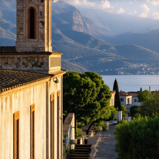 A panoramic view of Nafplio showcasing its ancient structures and lush natural surroundings.