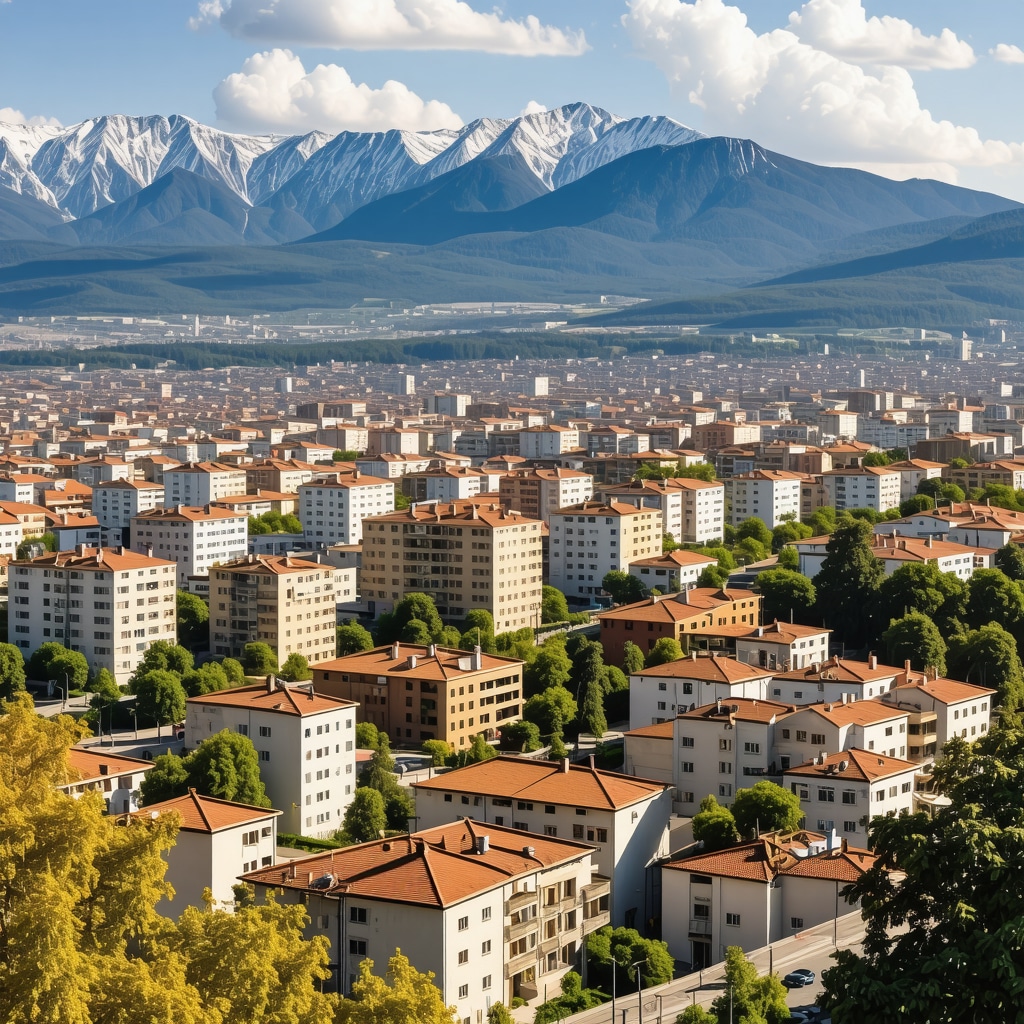 Breathtaking panoramic view of Pristina city and surrounding mountains