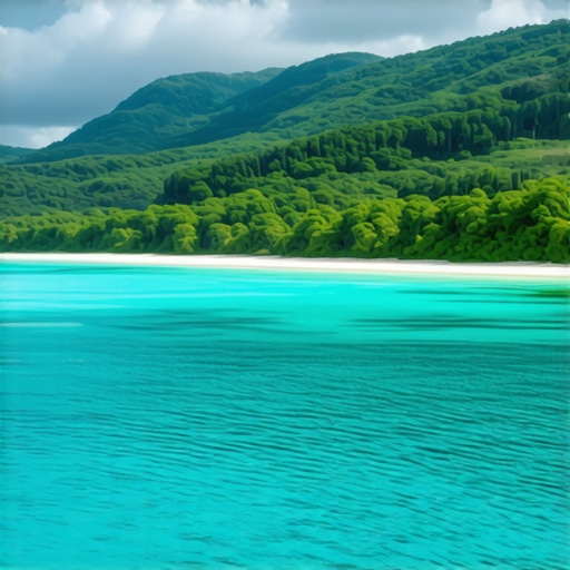 Scenic view of untouched coast with lush greenery, symbolizing ecological harmony.