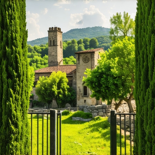 A breathtaking view of Stolac's historic ruins surrounded by lush green nature