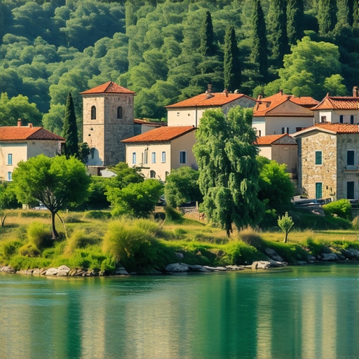 Beautiful view of Stolac showing historic buildings and green landscapes