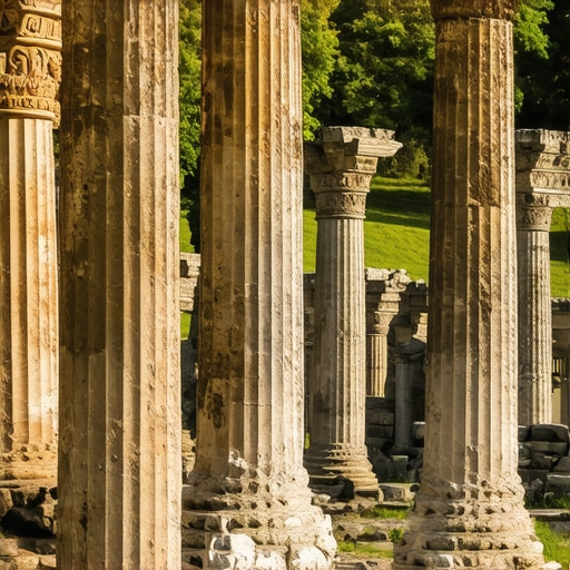 Ancient ruins and lush natural landscape in Omise, highlighting history and nature harmony