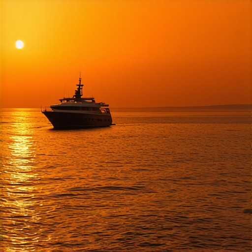 Güzel gün batımı ve yat manzarası, Mikonos'ta ruhsal yolculuk
