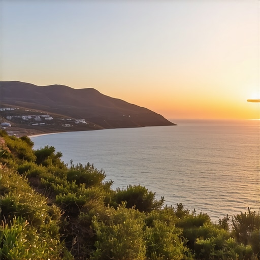Beautiful sunset over Vlorë coast with calm sea