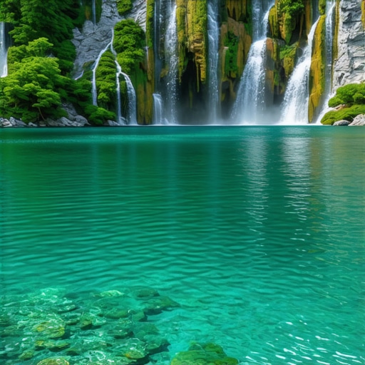 Balkan Lakes and Waterfalls Scenic view of Balkan lakes and waterfalls, lush greenery