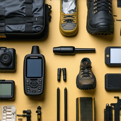 A scene showing high-quality outdoor trekking gear with scenic mountain background.